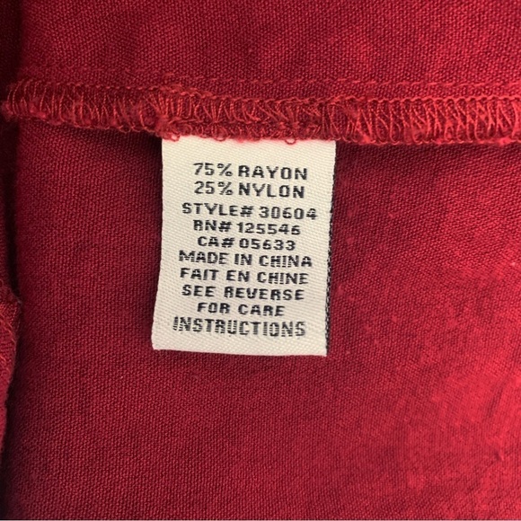 Habitat Button Front Shirt Large Burgundy 3/4 Sleeves - Picture 7 of 9